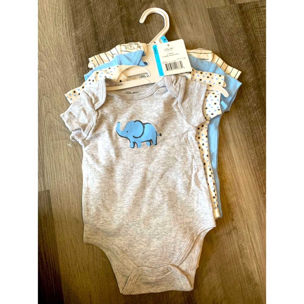 Little Me Cuddly Four Pack Bodysuits boys size 6M NWT